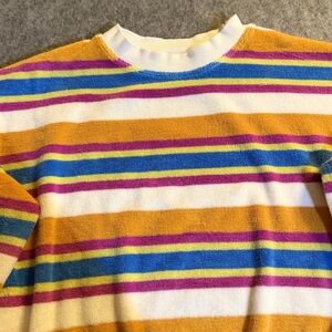 Molo Denmark Artist Stripe Crewneck Kids Sweatshirt Rainbow Terry Size 8